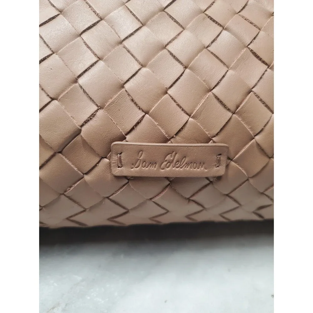 Sam Edelman Petty Shoulder Bag Mocha Mousse Leather Woven Gold Hardware